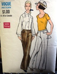 7564 VOGUE 68 LO WAISTED FLARE POCKET PANTS PATTERN 25 1/2''W